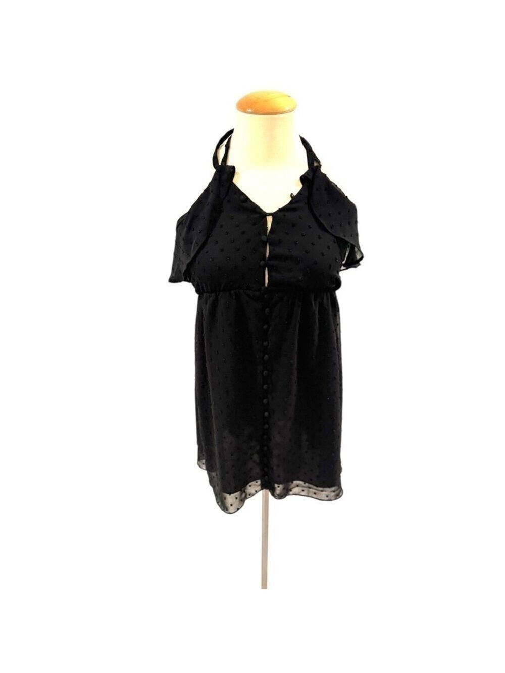 FOR LOVE AND LEMONS Black Textured Halter Mini Dress - size xs